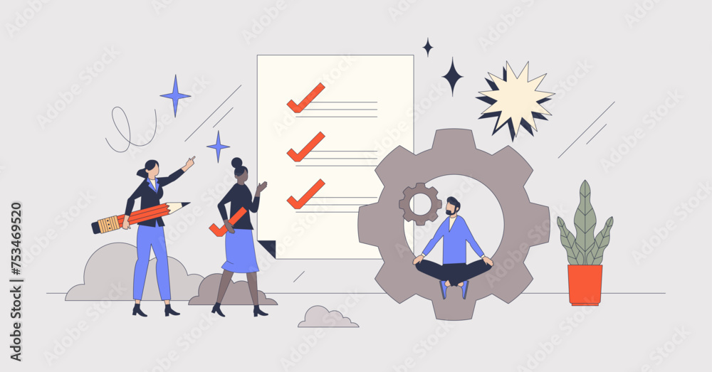 Task management and effective work organization retro tiny person concept. Schedule and plan for business efficiency vector illustration. Project organization and activities for productivity boost. Task management and effective work organization retro tiny person concept. Schedule and plan for business efficiency vector illustration. Project organization and activities for productivity boost.