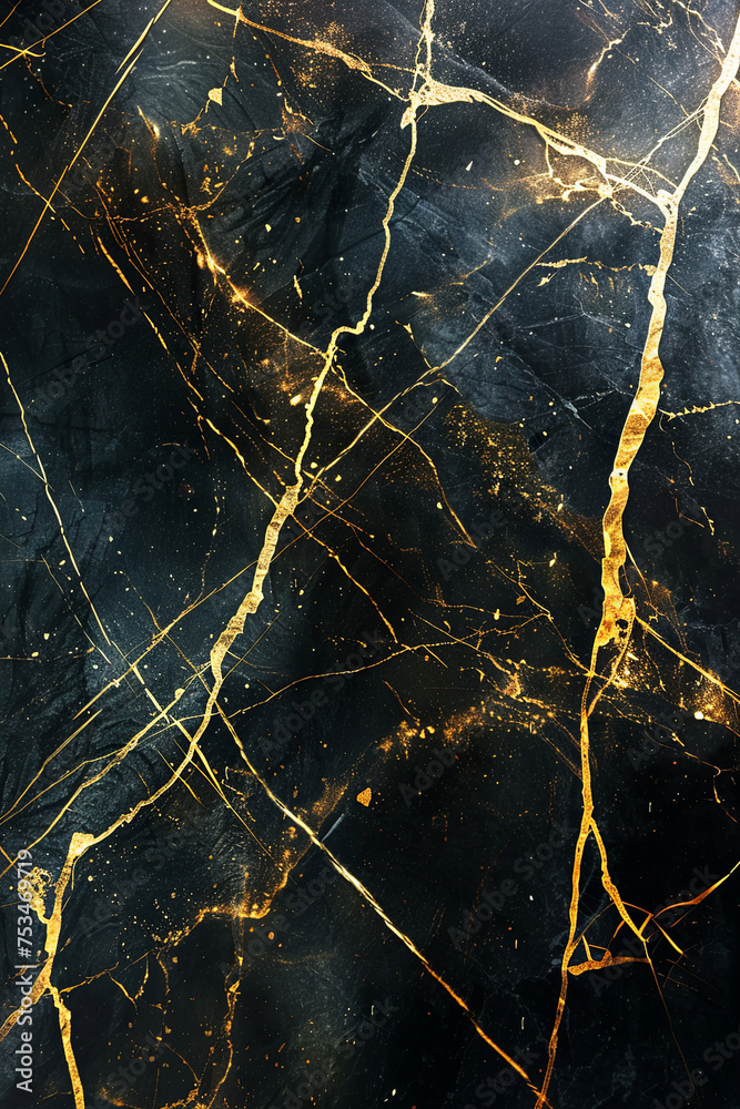 Black marble stone background with golden lines Black marble stone background with golden lines