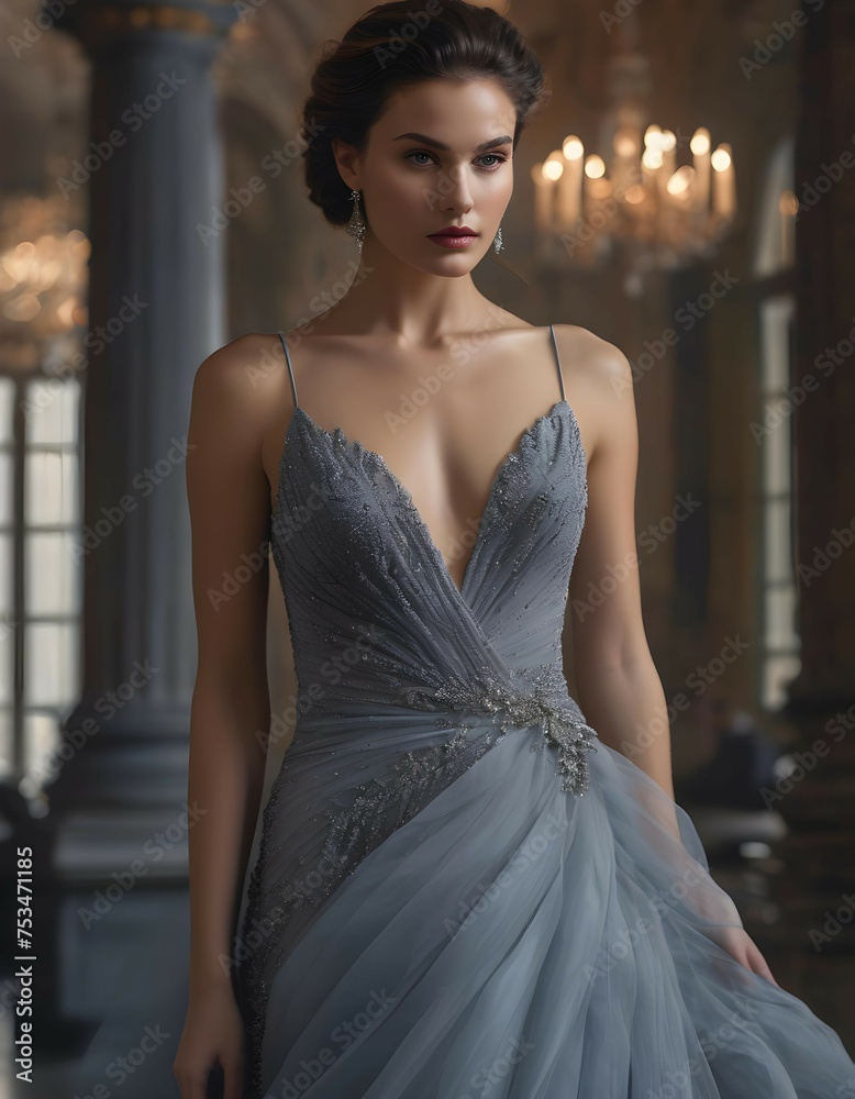 Naklejka premium Elegant woman in an evening gown