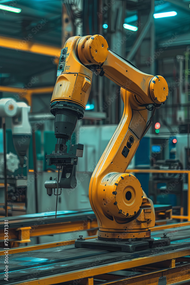 Industry automation with robotic arm in a manufacture factory Industry automation with robotic arm in a manufacture factory