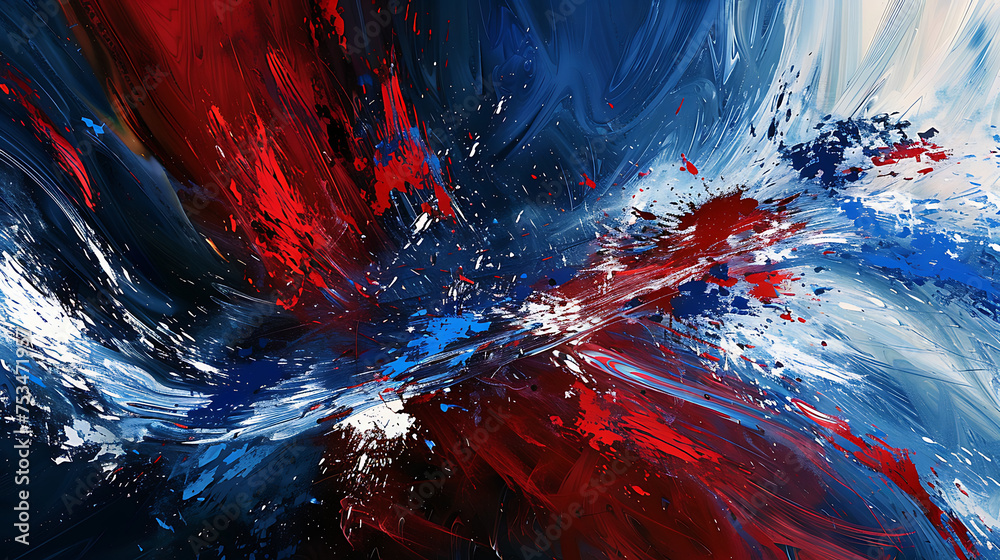 Patriotic Explosions in Abstract: Celebrating USA Independence Day with American Flag Colors