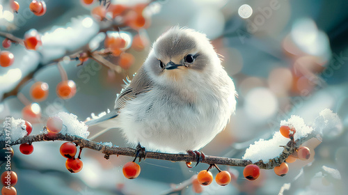 small bird long-tailed tit on a branch against the backdrop of a winter forest
small
bird


