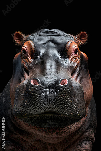 A closeup shot of a hippo