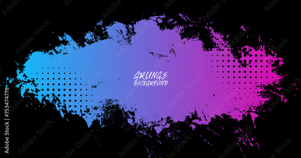 Grunge texture background. Distressed rough dark abstract textured. Blue pink isolated on black. Graphic design element vintage style decoration concept for banners, flyer, card, or brochure cover