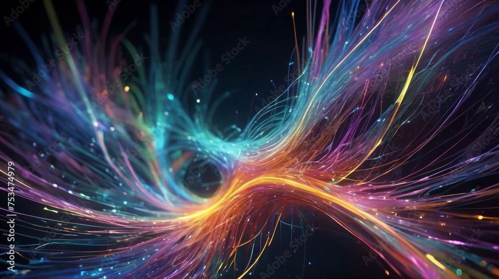 Fototapeta premium Abstract technology background with illuminated fiber optic network connections