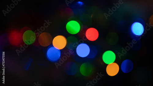 multi-colored bokeh on a black background