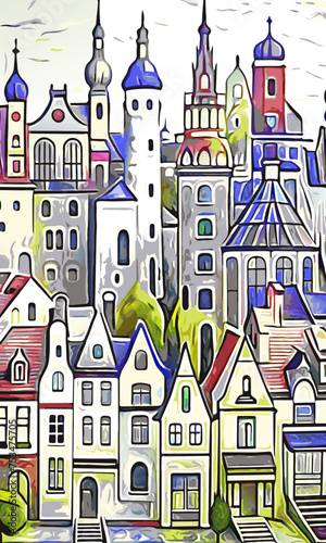 pattern with houses