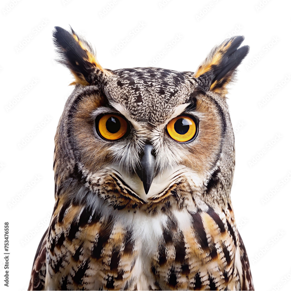 Obraz premium Eagle Owl isolated on transparent background