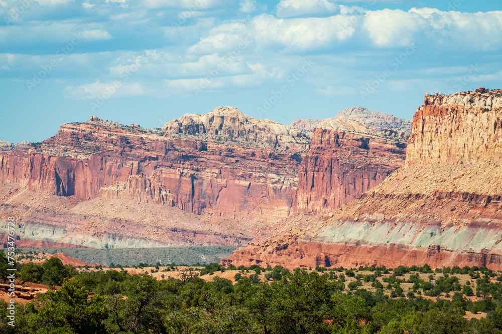 Colorful Layers of earth within the Colorado Plateau Physiographic Province in Capitol Reef National Park in Utah