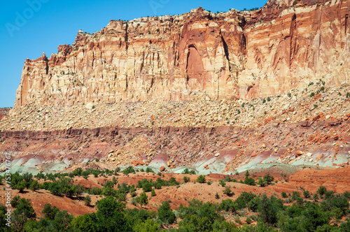 Colorful Layers of earth within the Colorado Plateau Physiographic Province in Capitol Reef National Park in Utah photo