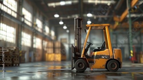 A forklift is preparing goods inside the warehouse.