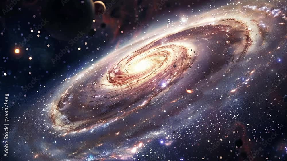Universe filled with stars, nebula and galaxy. Colorful space background with stars. Beauty of deep space. A view from space to a spiral galaxy and stars.