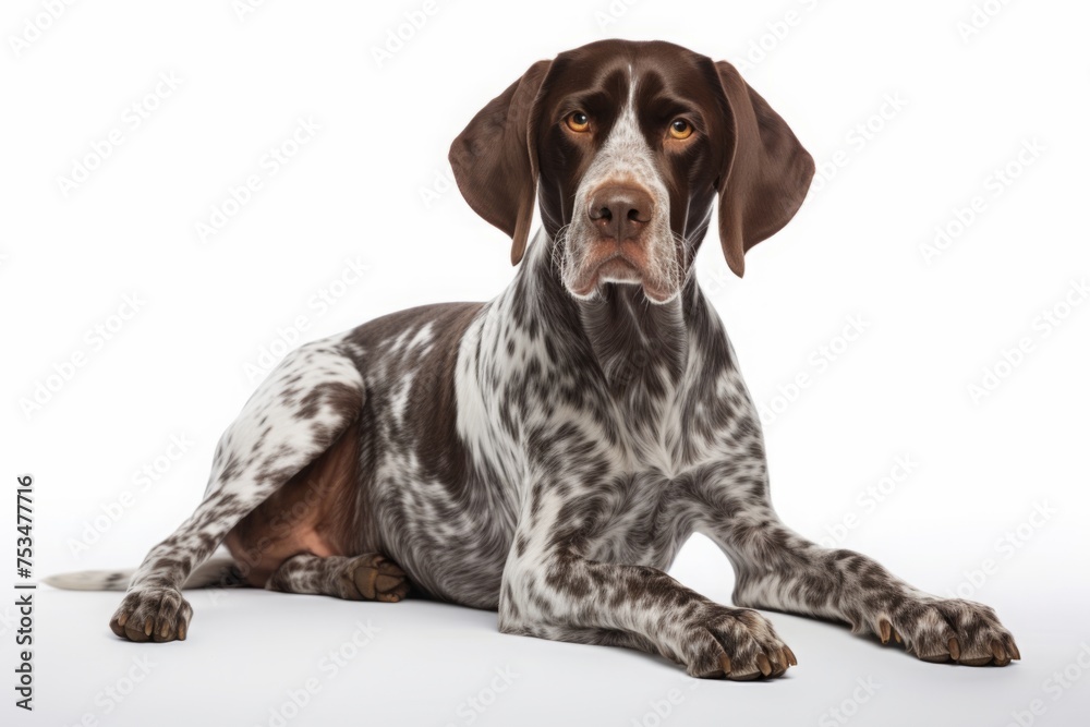 kurtzhaar on a white background. portrait of a pet, a breed of hunting dogs.