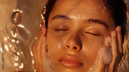 Female model washing face Skincare advertising  business