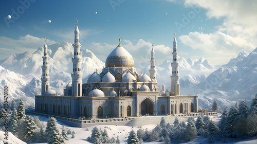 majestic mountain mosque photo
