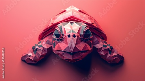 Polygonal Turtle Sculpture and Origami Art, use in digital and print media, photo