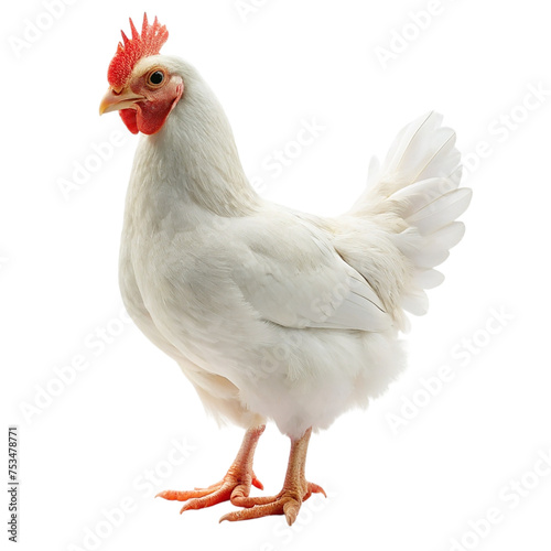 White hen isolated on the transparent background