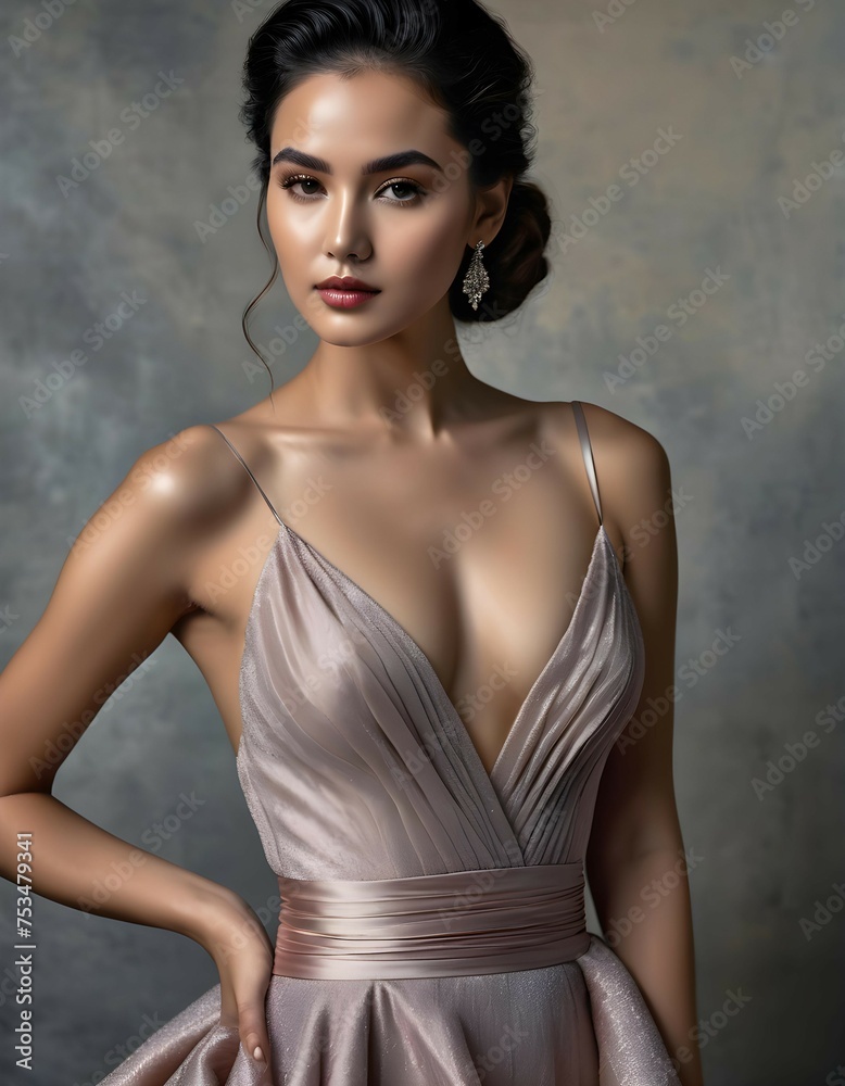 Portrait of a beautiful woman in an evening dress