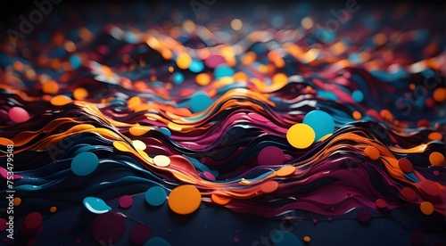 Abstract background with flowing waves and patterns that evoke a sense of organic motion and rich colors like amber and evibrant eruption of color in motion that has the appearance  photo