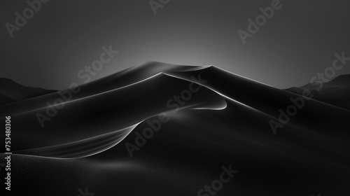 Abstract black minimal background of organic sand dune shapes