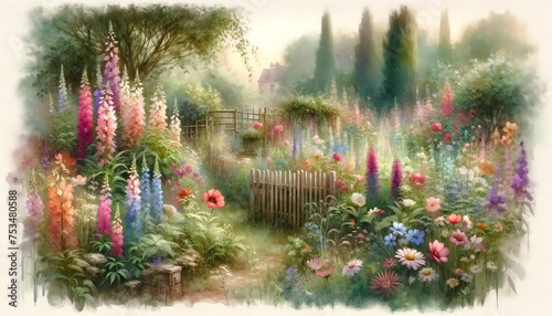 Illustration of stunning wildflower garden