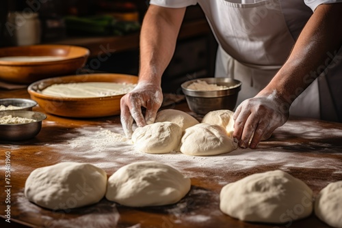  Food Photo of a chef expertly preparing the dough for pizza pot pies, crafting each delectable layer with skill and precision