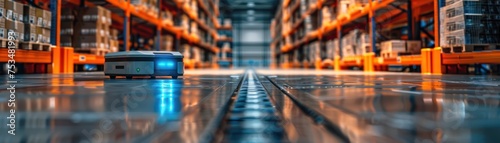 Wallpaper Mural Long view inside a smart warehouse Torontodigital.ca