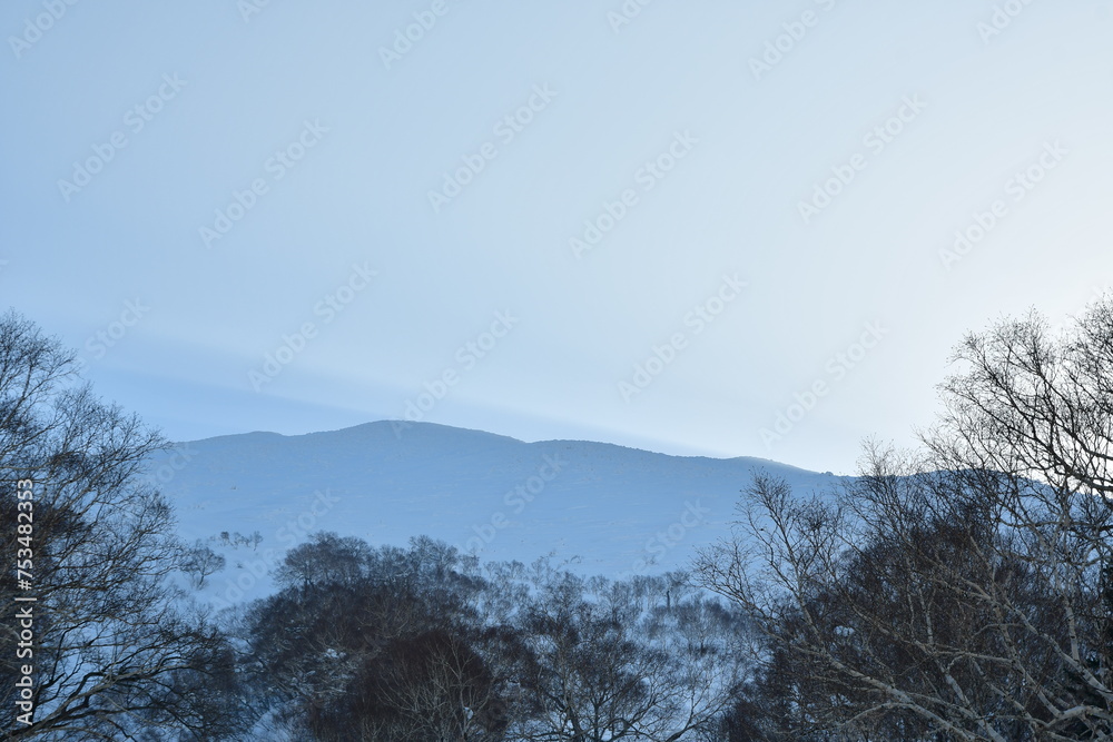 Mt Yotei ascent sunny day views winter snow Ski Touring