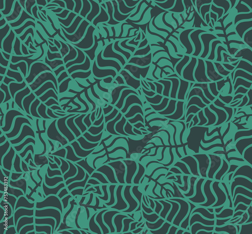  floral leaves seamless pattern. 