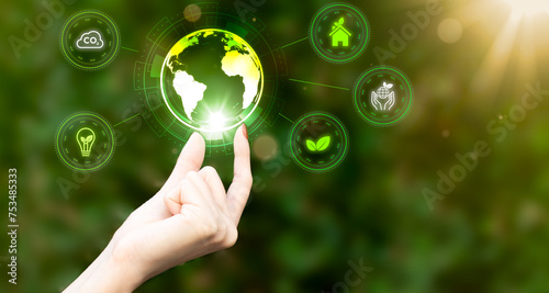 ESG concept ,Sustainable development goal (SDGs) Ideas for Sustainable development and green business based Global communication network with Environment icon on Green technology