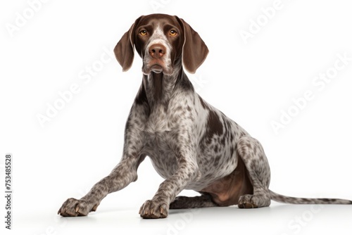 Kurtzhaar in full height on a white background. a breed of hunting dogs.