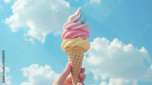 Hand holding a swirl of mul...