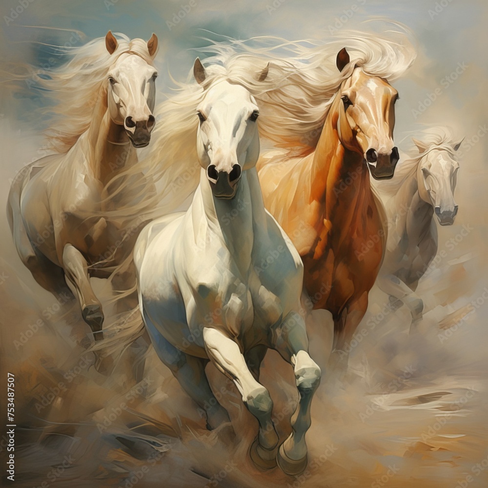 Obraz premium horses in the field