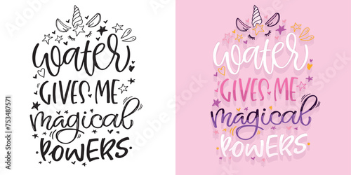 Cute hand drawn doodle lettering postcard, lettering quote. 100% vector image