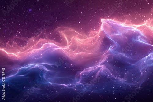 An abstract purple background with swirls and clouds of smoke, a painting depicting a purple and yellow swirl, and a magical purple and blue wave pattern illuminated by bright lights on a seamless  photo