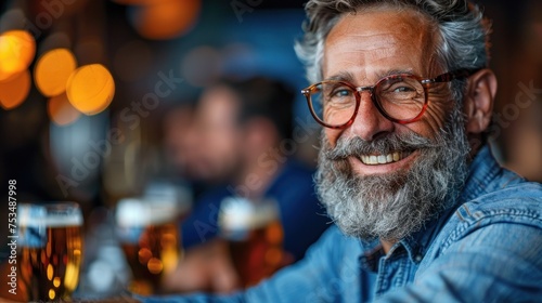 A man with a beard and glasses is sitting at a table