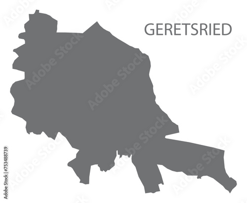 Geretsried German city map grey illustration silhouette shape