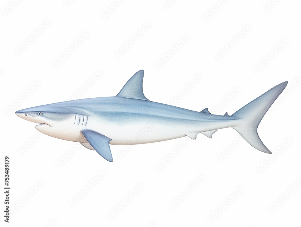 Shark studying marine biology isolated background