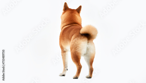 Rear view of Shiba Inu taken against white background