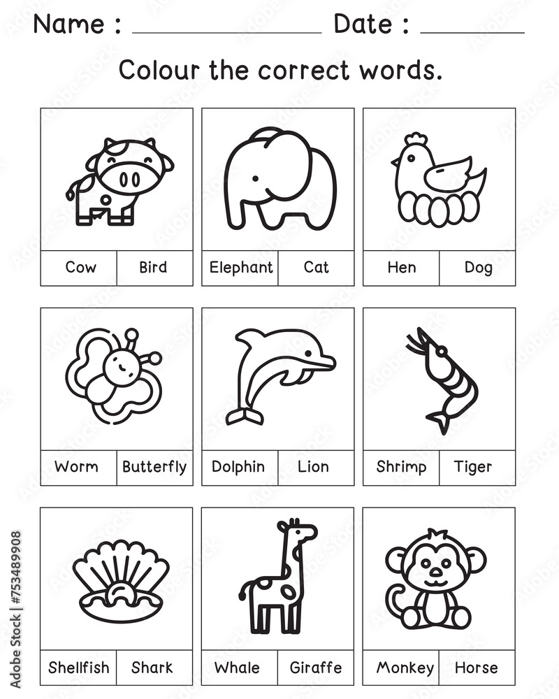 Color the worksheet and choose the correct answer.