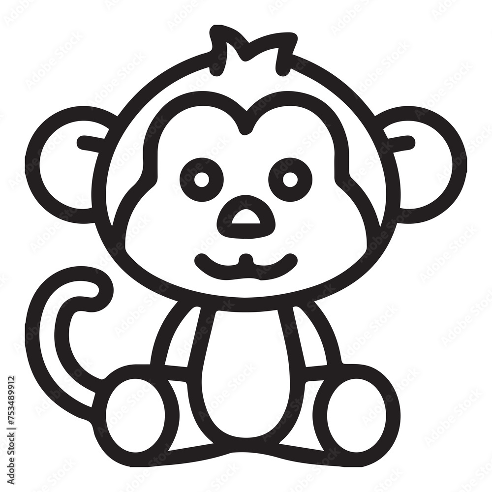 Monkey icon, black outline.