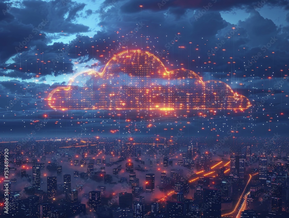 Cloud Scalability Skyline dynamically adjusts to depict cloud tech scalability, showcasing how businesses evolve their digital infrastructure seamlessly.