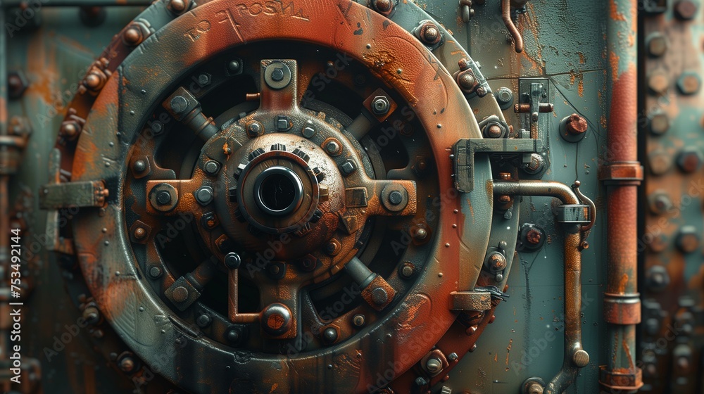 Rusty Industrial Vault Mechanism Detail Rusty Industrial Vault Mechanism Detail