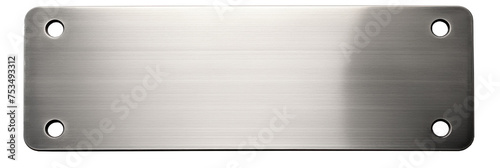Metal label plate with rivets on white background