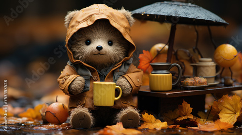 Teddy Bear with tea garden outfit photo