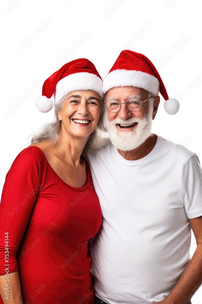A happy elderly couple celebrating Christmas A happy elderly couple celebrating Christmas