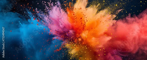 Explosion of Vibrant Colors: A Magnificent Display of Dust Particles and Colorful Powder Clouds in a Dynamic Abstract Artistic Background © Andrei