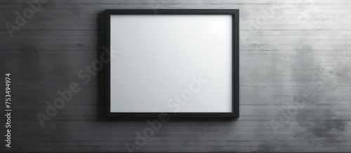 Minimalist black frame illustration on wall background with empty inner area for mock ups