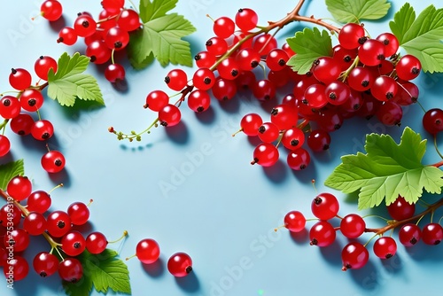 Blue background with red currants.