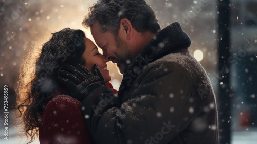 A Couple Celebrates Christmas in the Snow